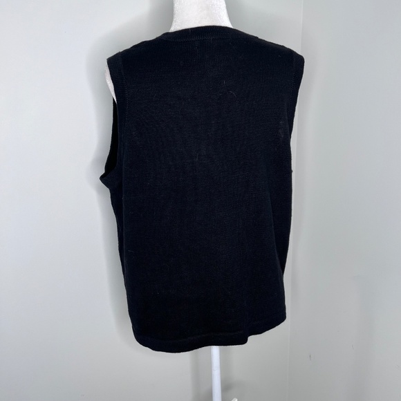 Vintage Christmas Embroidered Beaded Sweater Vest L - Picture 4 of 5